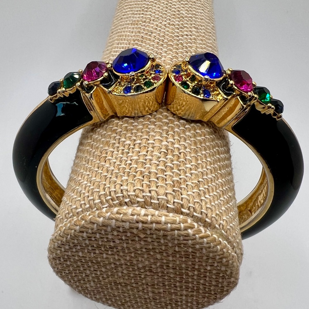 Talbots Jeweled Black Enamel Clamper Bracelet - Picture 4 of 6